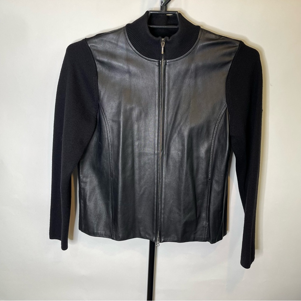 Pendleton Black Leather Zip Up Jacket Size Xl Wom… - image 1